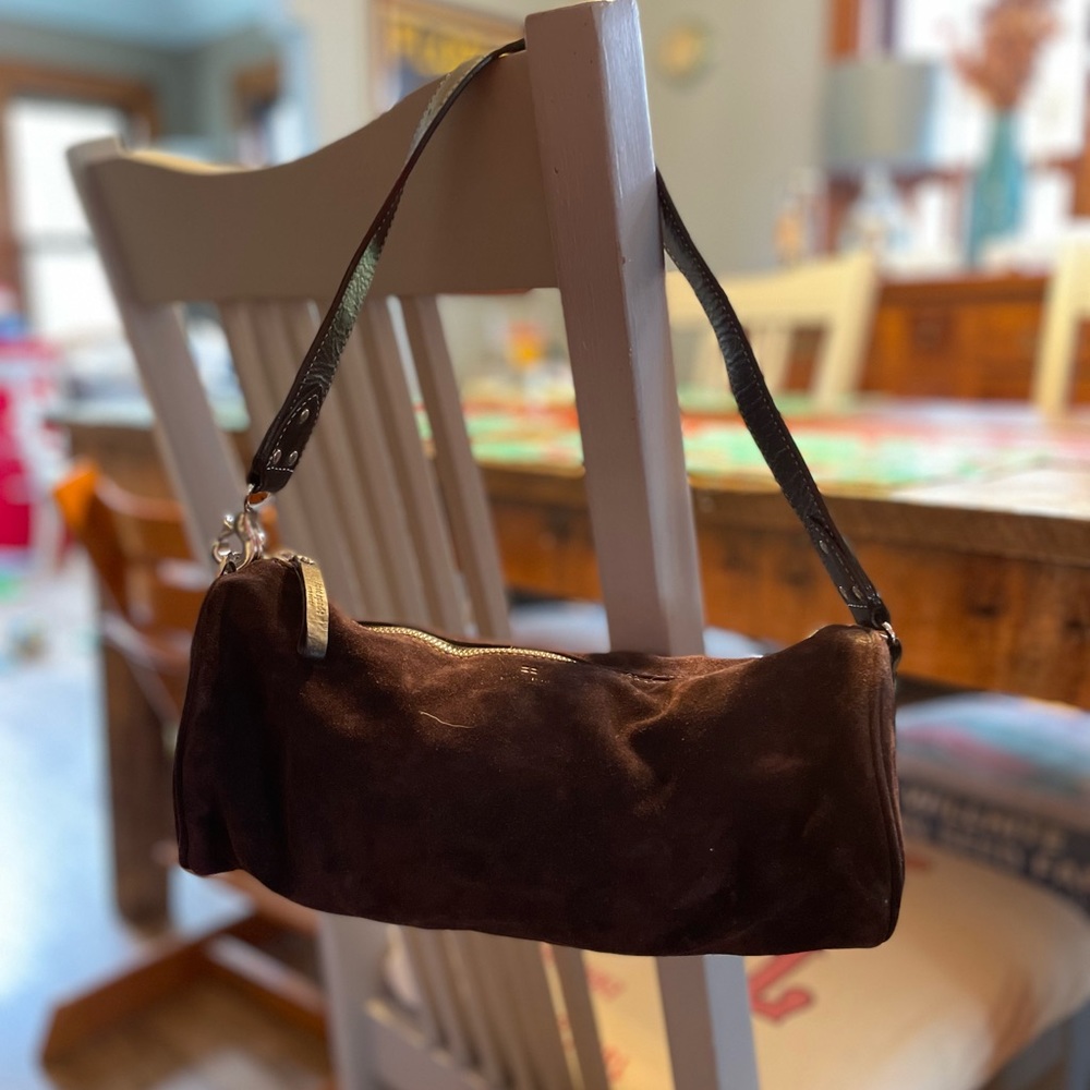 Vintage Kate Spade Suede mini duffle shoulder bag. RARE
